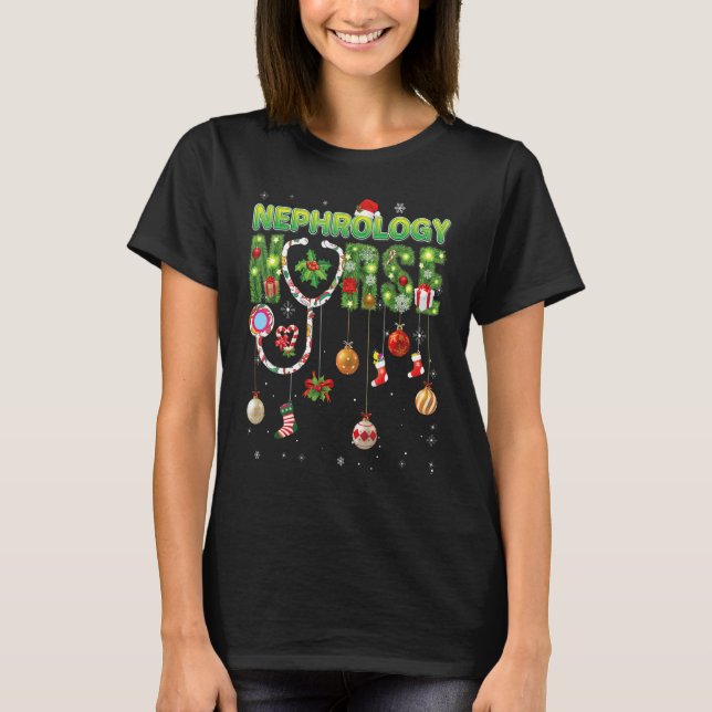 Christmas Nephrology Nurse Pine Tree Xmas Ornament T-Shirt (Front)