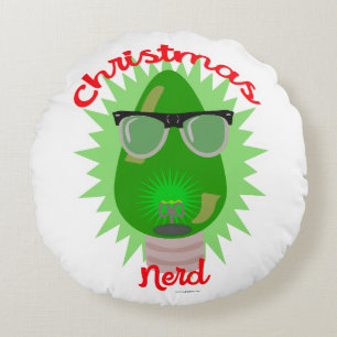Christmas Nerd Holiday Lightbulb Epic Festive Fun Round Cushion