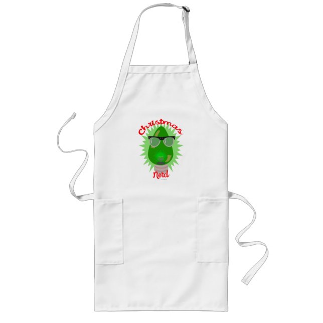 Christmas Nerd Holiday Lightbulb Fun Motto Long Apron (Front)