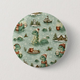 Christmas Nessie Loch Ness Monster Cosy Cryptids 6 Cm Round Badge