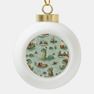Christmas Nessie Loch Ness Monster Cosy Cryptids Ceramic Ball Christmas Ornament