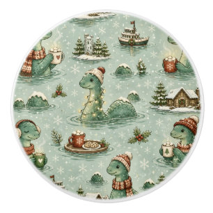 Christmas Nessie Loch Ness Monster Cosy Cryptids Ceramic Knob