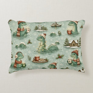 Christmas Nessie Loch Ness Monster Cosy Cryptids Decorative Cushion