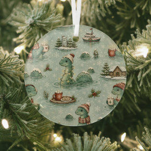 Christmas Nessie Loch Ness Monster Cosy Cryptids Glass Tree Decoration