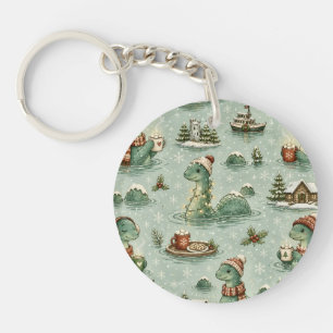 Christmas Nessie Loch Ness Monster Cosy Cryptids Key Ring