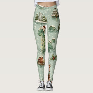 Christmas Nessie Loch Ness Monster Cosy Cryptids Leggings