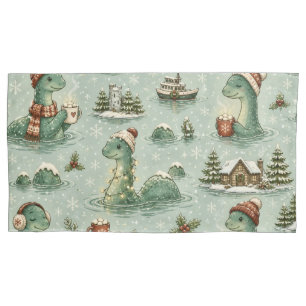 Christmas Nessie Loch Ness Monster Cosy Cryptids Pillowcase