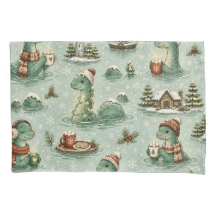 Christmas Nessie Loch Ness Monster Cosy Cryptids Pillowcase