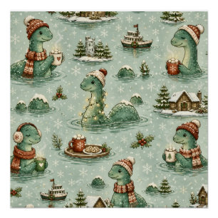 Christmas Nessie Loch Ness Monster Cosy Cryptids Poster