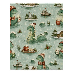 Christmas Nessie Loch Ness Monster Cosy Cryptids Poster