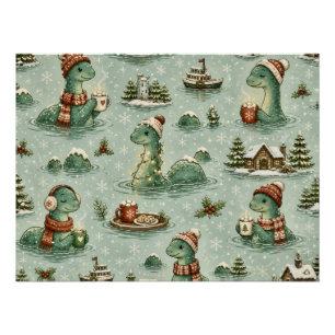 Christmas Nessie Loch Ness Monster Cosy Cryptids Poster