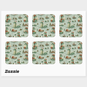 Christmas Nessie Loch Ness Monster Cosy Cryptids  Square Sticker