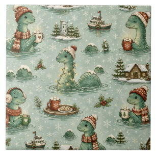 Christmas Nessie Loch Ness Monster Cosy Cryptids Tile