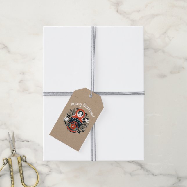Christmas Nesting Doll Red Gift Tags (With Twine)