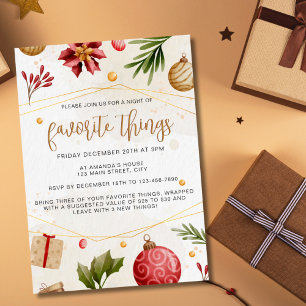 Christmas Neutral Watercolor Favourite Things Part Invitation