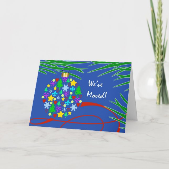 Christmas New Address Symbols Ornament Holiday Card (Front)