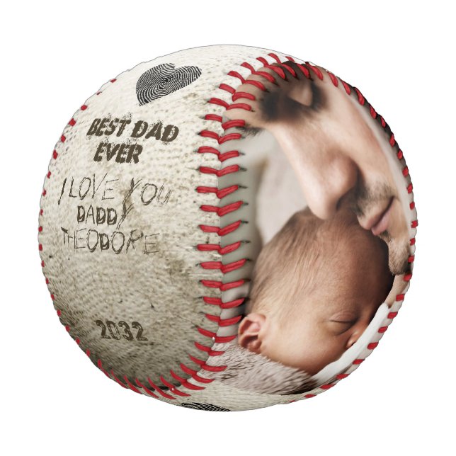 Christmas New Dad Best Dad Ever DIY Photo Collage  Baseball (Angled)