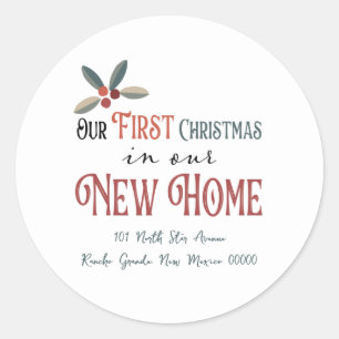 Christmas New Home Change of Address Classic Round Sticker