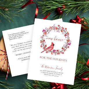 Christmas new home for the holidays moving announcement postcard