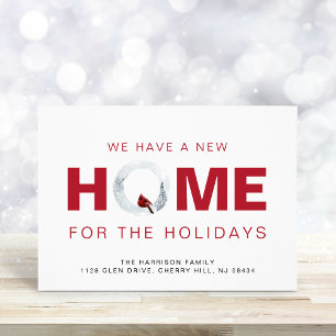 Christmas New Home Red Cardinal Holiday Moving Announcement