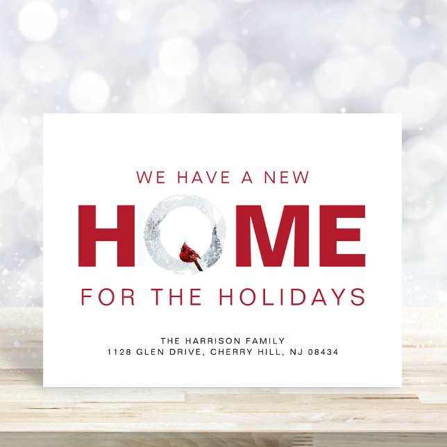 Christmas New Home Red Cardinal Moving Holiday Postcard (Creator Uploaded)