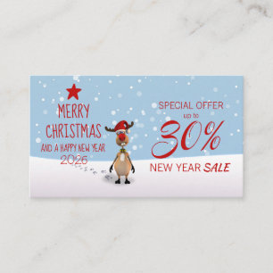 Christmas New Year 2026 Fun Reindeer Discount Card