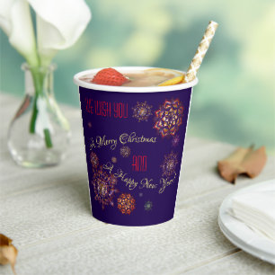 Christmas-new year- colourful and bright snowflake paper cups