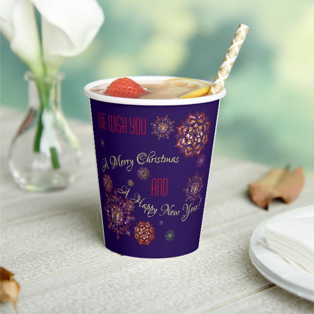 Christmas-new year- colourful and bright snowflake paper cups (Insitu)