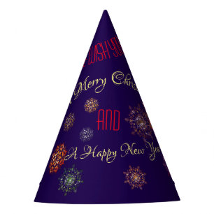 Christmas-new year- colourful and bright snowflake party hat