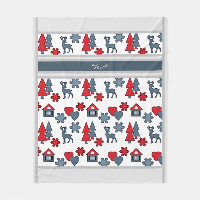 Christmas, new year, deer fleece blanket (Front)