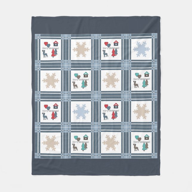 Christmas, new year, deer fleece blanket (Front)
