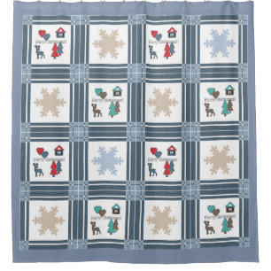 Christmas, new year, deer, winter shower curtain