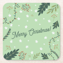 Christmas New Year dinner sage green coaster