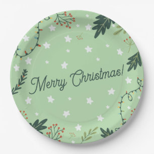 Christmas New Year dinner sage green plate