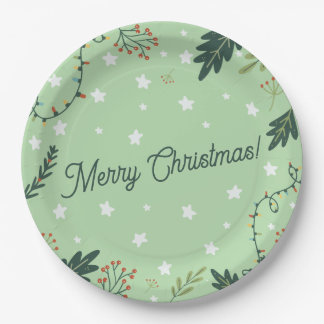 Christmas New Year dinner sage green plate