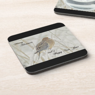 Christmas & New Year Greeting - Mourning Dove Coaster