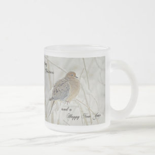 Christmas & New Year Greeting - Mourning Dove Frosted Glass Coffee Mug