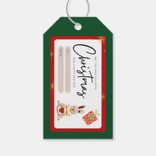 Christmas new year greeting red green gift tags
