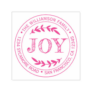 Christmas New Year Joy Family Round Return Address Self-inking Stamp