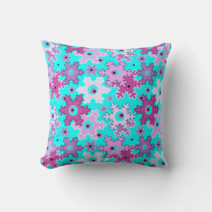 Christmas New year snowflake snow blue pink cartoo Cushion