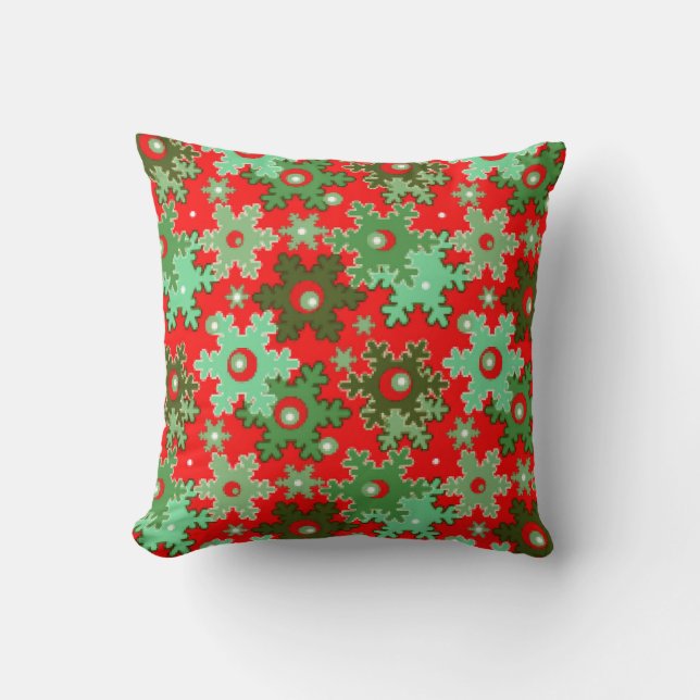 Christmas New year snowflake snow red green cartoo Cushion (Front)