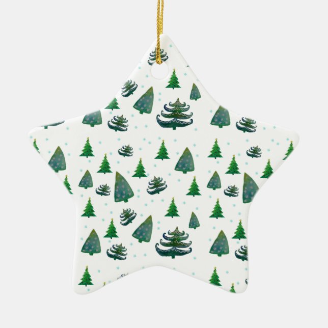 Christmas New Year Trees Star Ornament (Front)