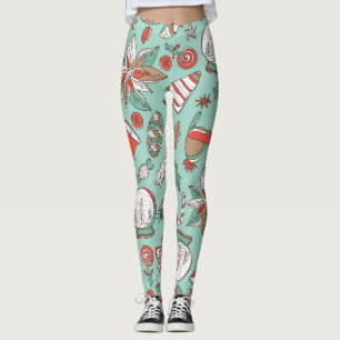 Christmas New Year: Vintage Hand Drawn Leggings