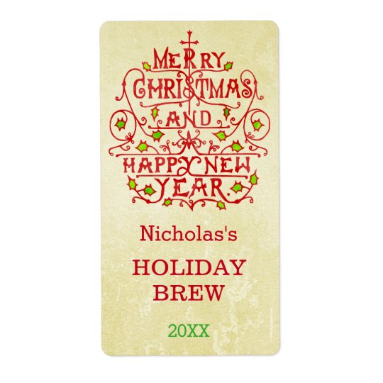 Christmas New Year Vintage Typography Personalised Shipping Label