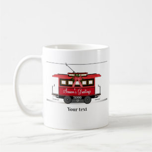 Christmas New Year's Red Tram Trolley Streetcar Coffee Mug