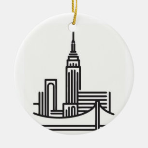 Christmas New York City Skyline Ceramic Tree Decoration