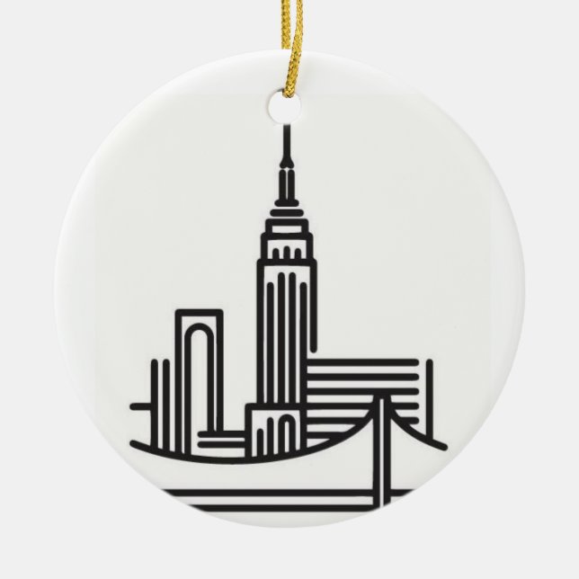 Christmas New York City Skyline Ceramic Tree Decoration (Front)
