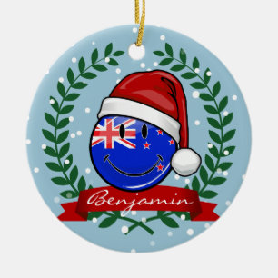 Christmas New Zealand Style Smiling Flag Ceramic Tree Decoration