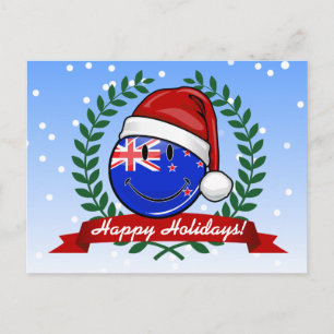 Christmas New Zealand Style Smiling Flag Holiday Postcard