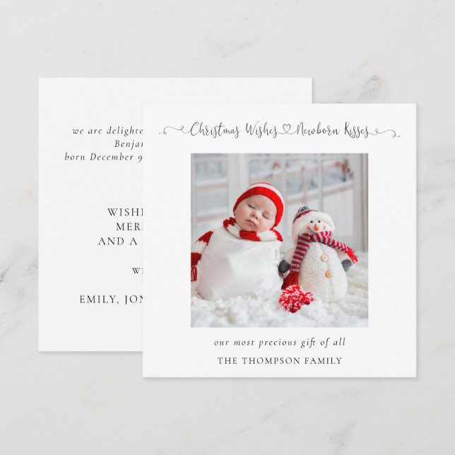 Christmas Newborn Photo Stats Holiday Card (Front/Back)